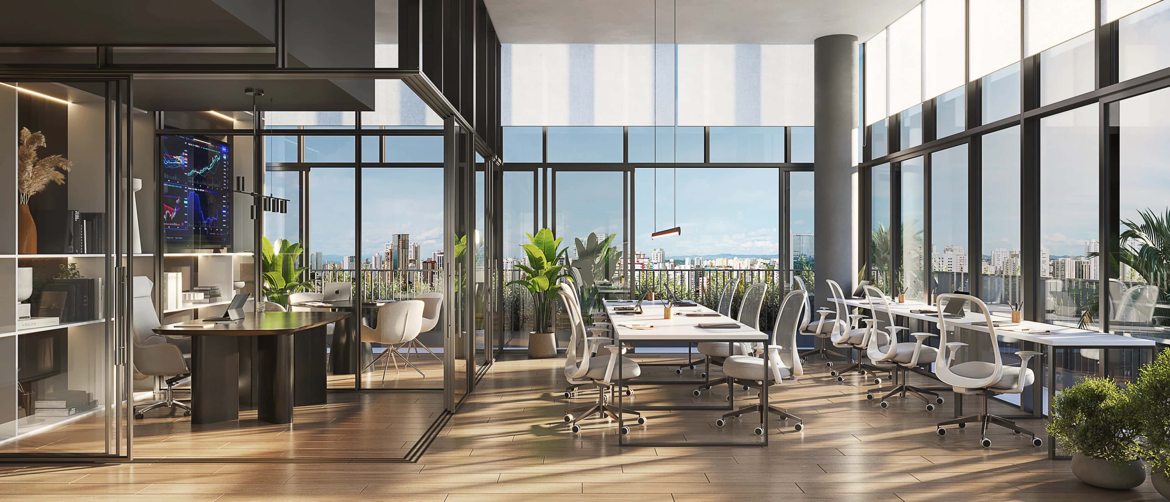 Sala comercial de 87 m² com balcão no Martim, com estações de trabalho