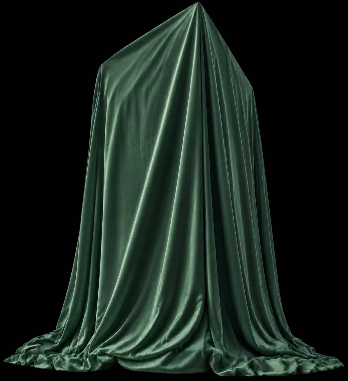 Silhueta de torre coberta por um tecido verde, imagem de divulgação do Ares